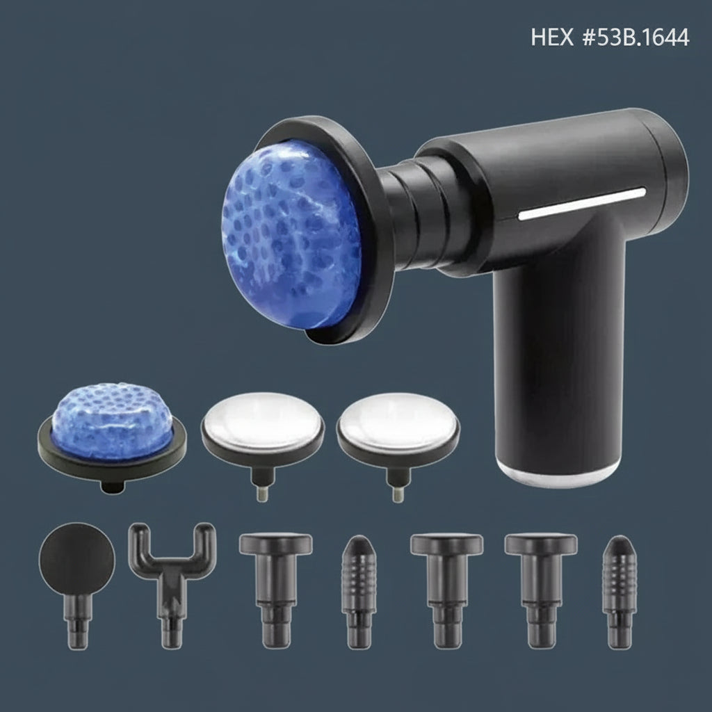 Pistolet do masażu Fascia gun z 6 końcówkami + końcówka hot&cold