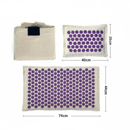 Naturalna bawełniano-lniana mata do akupresury z poduszką