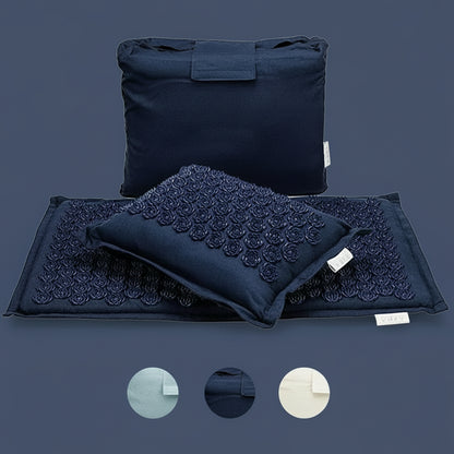 Naturalna bawełniano-lniana mata do akupresury z poduszką